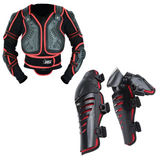 Adult Full Body Red Scorpion Armor Protective Suit Jacket with Red Kneepads Spine Protection, Motocross Guard