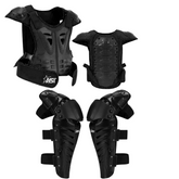 Adult Sleeveless Body Armor Protective Jacket with Black Kneepads Spine Protection, Motocross Guard In Black