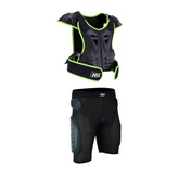 Adult Sleeveless Body Armor Complete Suit Green Lined Jacket with Shorts Spine Protection, Motocross Guard In Black