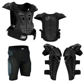 Adult Sleeveless Body Armor Protective Black Jacket with Black Kneepads and Black Shorts Spine Protection, Motocross Off-roading Guard