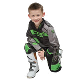 Kids Motocross Suit Green Matrix Forte Design Race Shirts and Trousers
