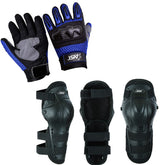 Kids Hard Knuckle Blue Gloves with Protective Black Knee Pads Children Sporting Activities Safety Gloves Kids Motorbike, Bicycle Knee & Hands Protective Gear