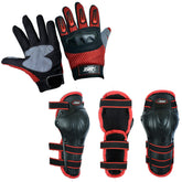 Kids Hard Knuckle Red Gloves with Protective Red Knee Pads Children Sporting Activities Safety Gloves Kids Motorbike, Bicycle Knee & Hands Protective Gear
