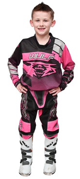 Kids Motocross Suit Pink Matrix Forte Design Race Shirts and Trousers