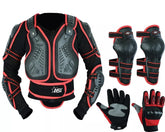 Kids Protective Scorpion Red Body Armor Children’s Safety Suit Back Protector Great for Sporting Activities with Knee Pad & Hard Knuckle Red Gloves Kids Gear