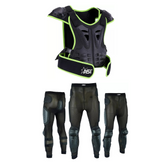 Adult Sleeveless Body Armor Black & Green Jacket with Trouser Spine Protection, Motocross Guard off-roading Gear