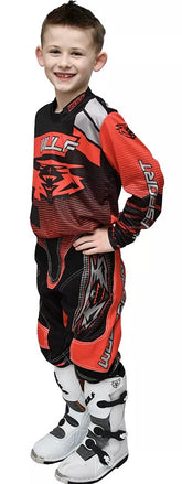 Kids Motocross Suit Red Matrix Forte Design Race Shirts and Trousers