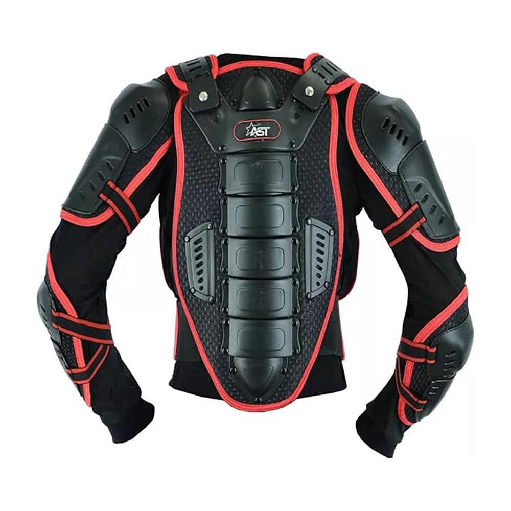 STAR AST Kids Motorcycle Armor Protective Suit For Racing Body & Red Chest Spine Protector Jacket Support Protector for Motorbike Racing Cycling & Skating with Black Protective Trouser