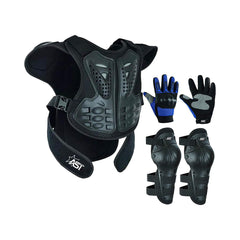 Kids Protective Body Armor Children’s Safety Suit Back Protector Great for Sporting Activities with Knee Pad & Hard Knuckle Gloves Sleeveless Reflective Suit