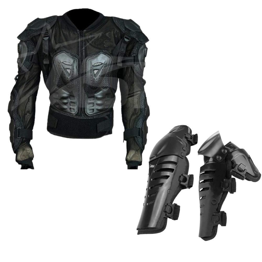 Adult Full Body Foxi Armor Protective Suit Jacket with Kneepads Spine Protection, Motocross Guard In Black