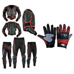 Kids Protective Scorpion Red Body Armor with Trousers & Hard Knuckle Gloves Children’s Safety Suit Back Protector Great for Sporting Activities Kids Gear