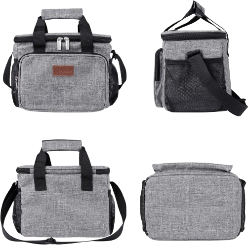 15L Large Picnic Bag Insulated Soft Cooler Easy to Handle Lunch Cooling Tote Zipper with external Pockets, 24-Can (Grey-Black)