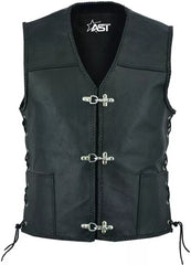 Men’s Motorbike Vest Motorcycle Leather Fish Hook Pocket Waistcoat Biker Fashion
