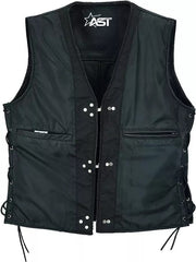 Men’s Motorbike Vest Motorcycle Leather Fish Hook Pocket Waistcoat Biker Fashion