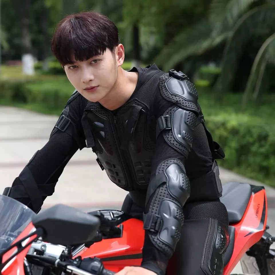 Adult Full Body Foxi Armor Protective Suit Jacket with Kneepads Spine Protection, Motocross Guard In Black