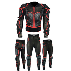 Adult Full Body Protective Foxi Armor Complete Suit Jacket with Trouser Spine Protection, Motocross Guard In Red
