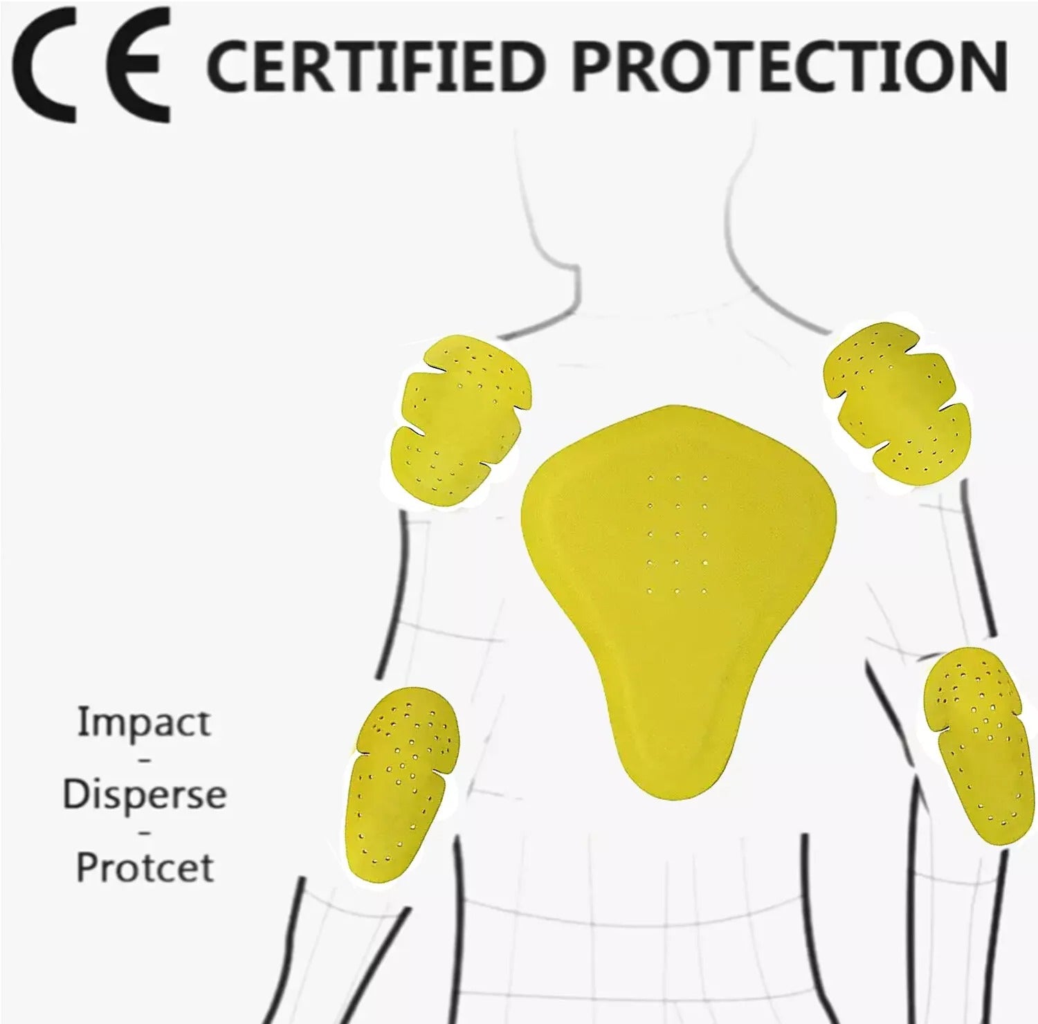 Motorcycle Motorbike Armor Protection Pads Strong and Reliable Pads in Yellow Color
