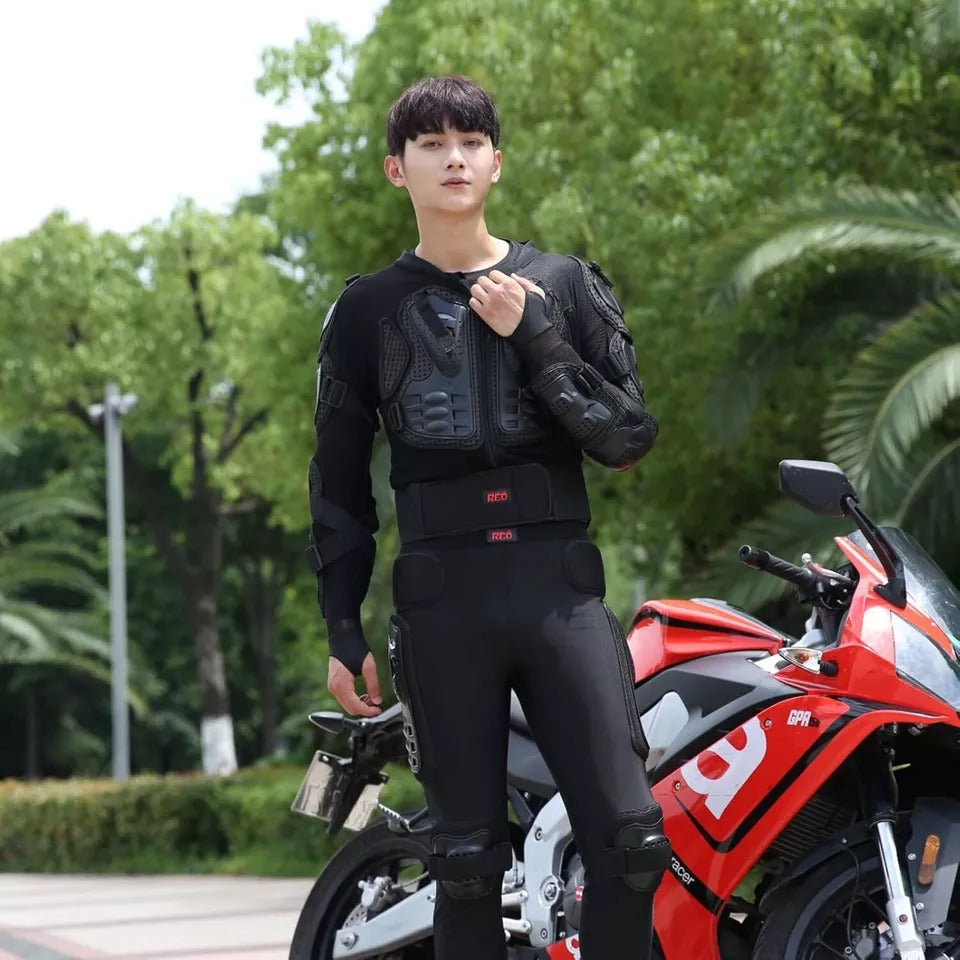 Adult Full Body Protective Foxi Armor Complete Suit Jacket with Trouser Spine Protection, Motocross Guard In Black