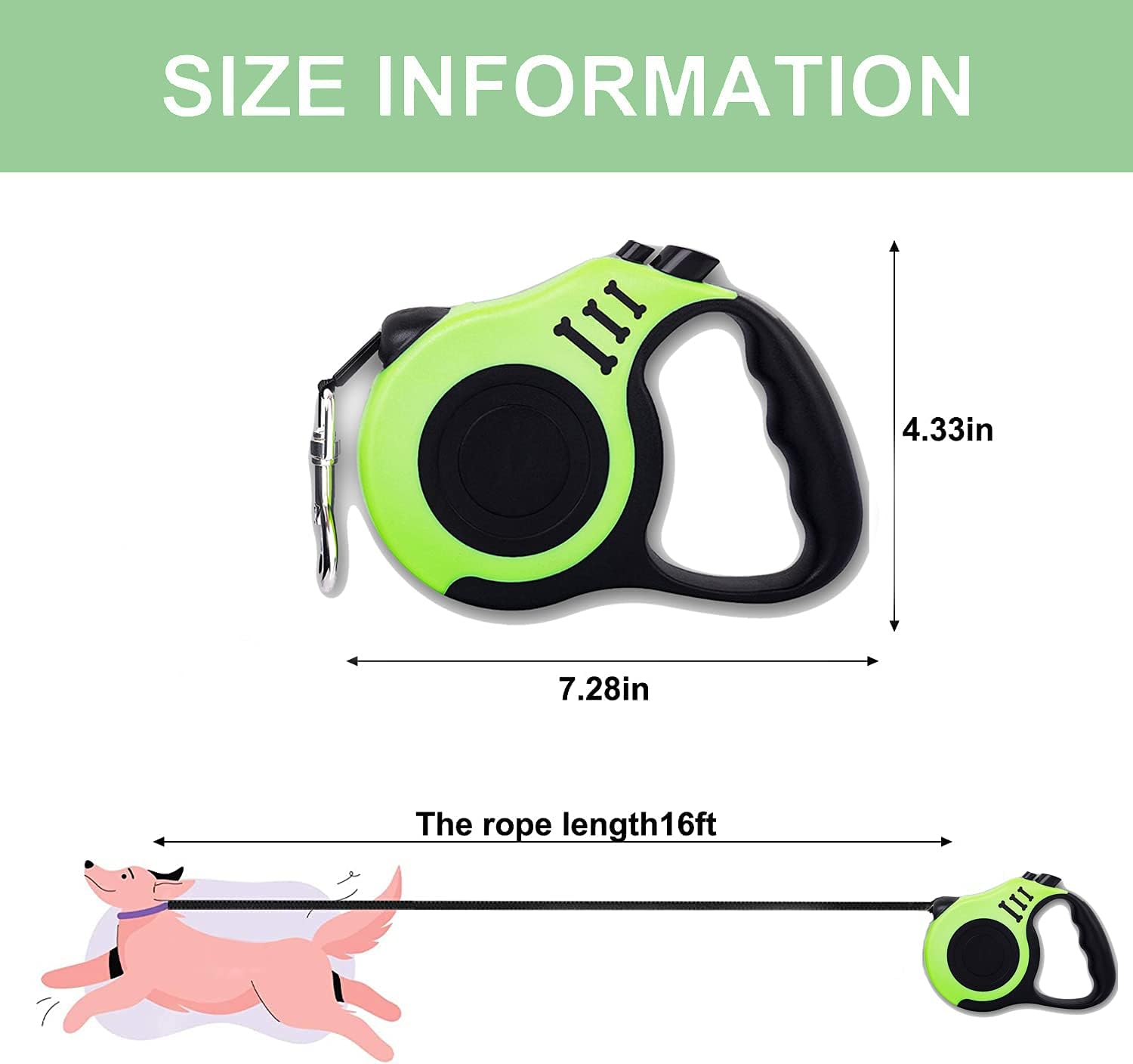 Heavy Duty Dog Leash 360° Tangle-Free Retractable Dog leads With Anti-Slip Handle  Easy One Button Brake & Lock – Extends up to 16 Feet