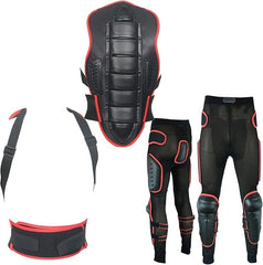 Adult Back Plate Armor Suit Jacket with Trouser Spine Protection, Motocross Guard In Red Color
