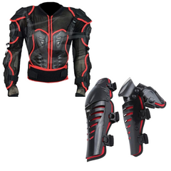 Adult Full Body Foxi Armor Protective Suit Red Jacket with Red Kneepads Spine Protection, Motocross Guard