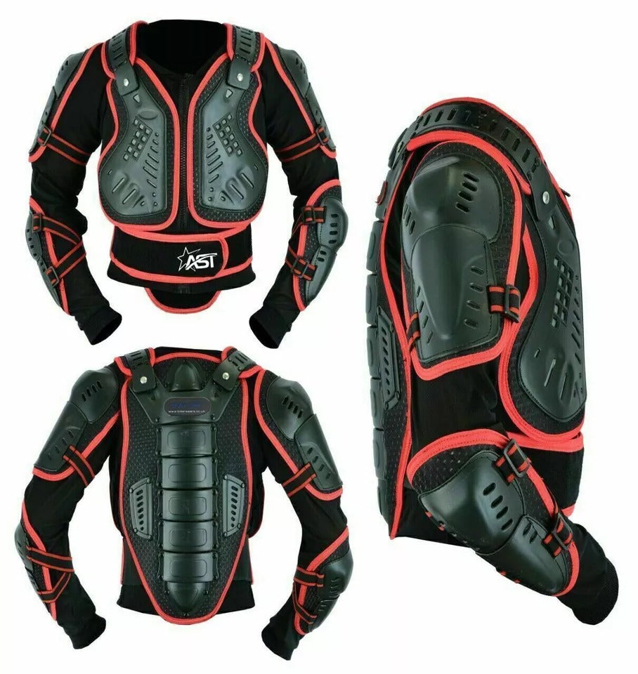 Adult Full Body Protective Armor Complete Suit Jacket with Trouser Spine Protection, Motocross Guard In Red