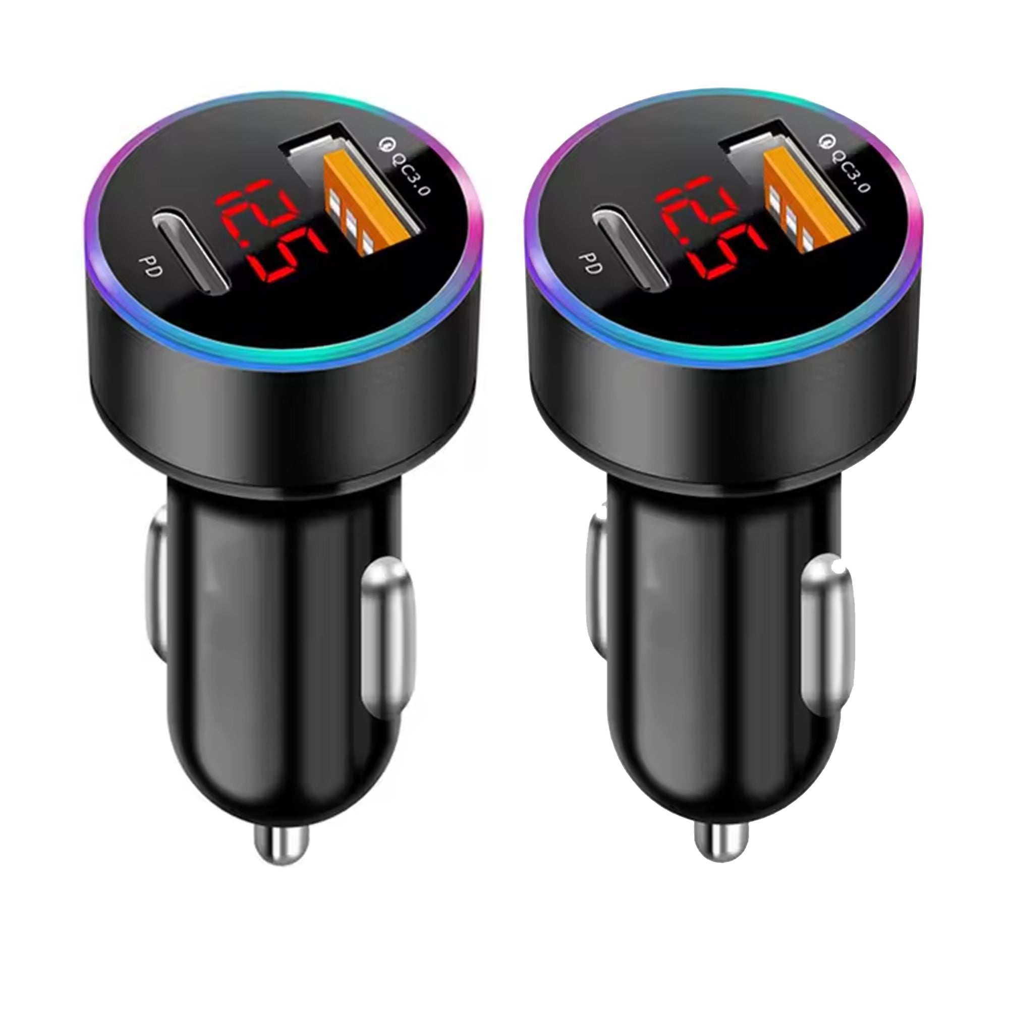 USB Car Charger Socket Fast Dual PD Type-C+QC 3.0 Adapter Power Outlet 12-24V For iPhone iPad