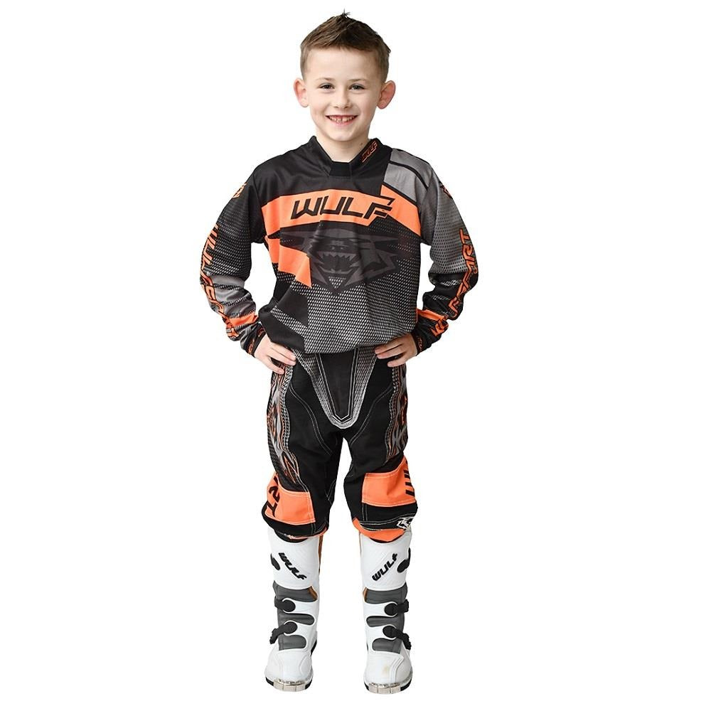 Kids Motocross Orange Suit Matrix Forte Design Race Shirts and Trousers