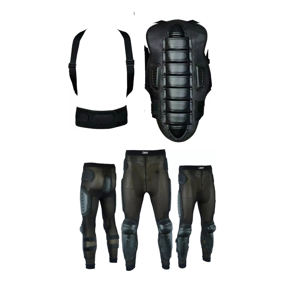 Adult Back Plate Armor Suit Jacket with Trouser Spine Protection, Motocross Guard In Black Color