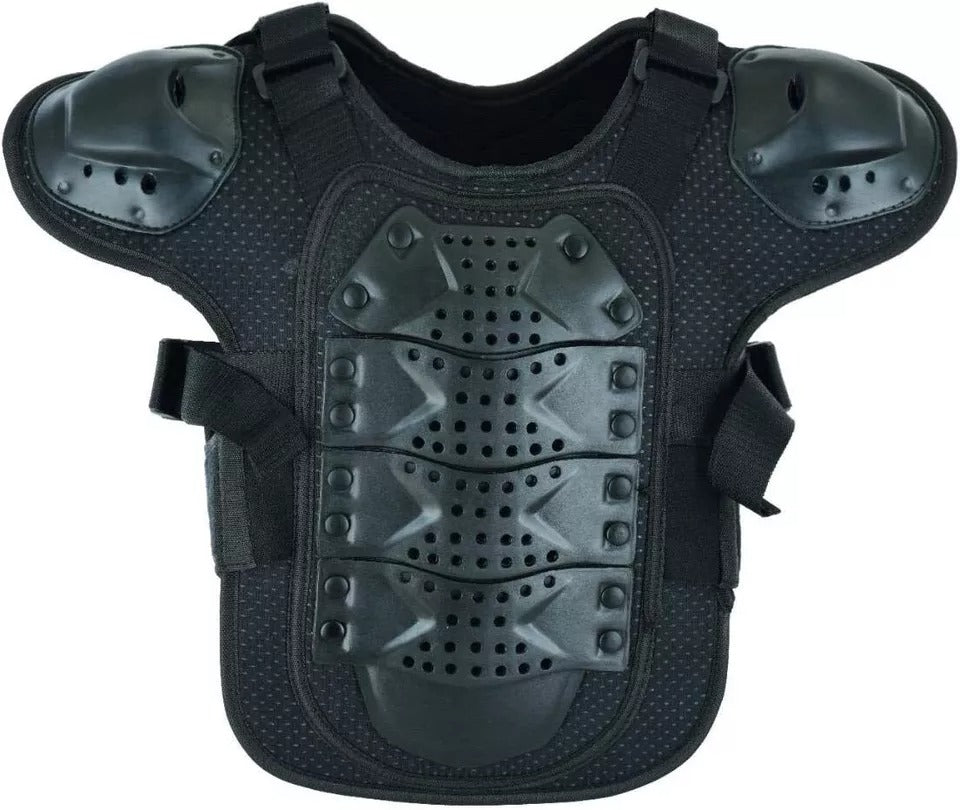 Kids Sleeveless Black Body Armor with Protective Trouser Motocross Spine Guard Children Protection Outerwear