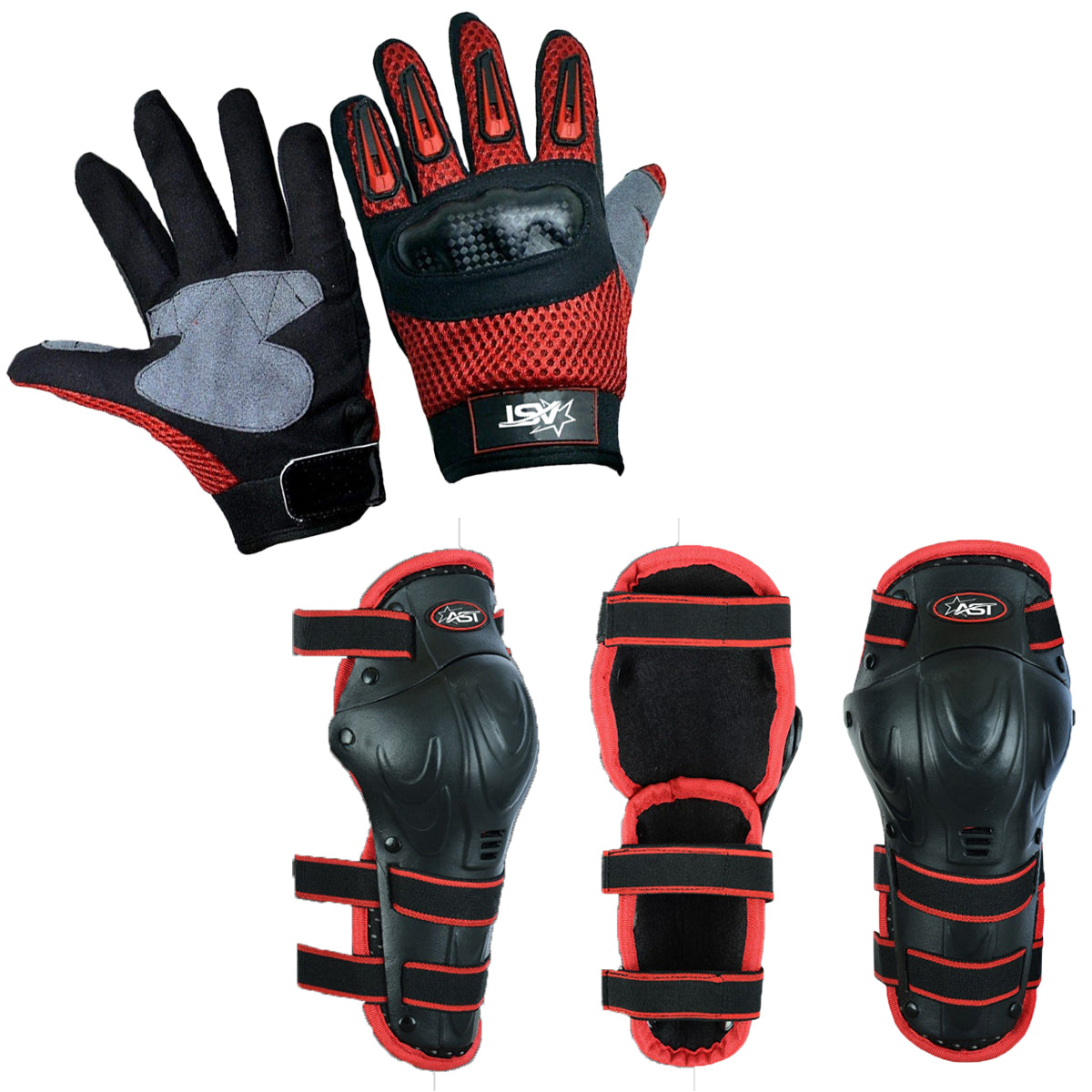 Kids Hard Knuckle Red Gloves with Protective Red Knee Pads Children Sporting Activities Safety Gloves Kids Motorbike, Bicycle Knee & Hands Protective Gear