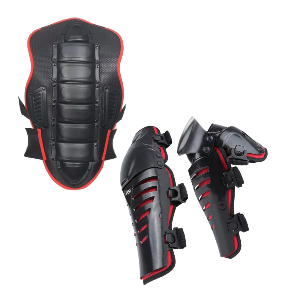 Adult Back Plate Armor Suit Jacket with Kneepads Spine & Knee Protection, Motocross Guard In Red Color