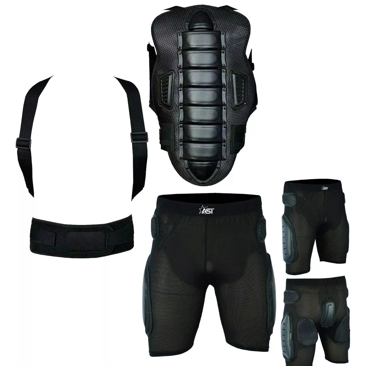 Adult Back Plate Armor Suit Jacket with Shorts Spine Protection, Motocross Guard In Black Color
