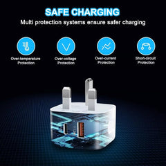 Fast 20W Adapter Charger USB C PD Plug Smartphone Devices For iPhone 15 14 13 12 11 Pro Max, Samsung, iPad X  Charging Cellphone us b fast Cable Lightning Protection Electronic Portable