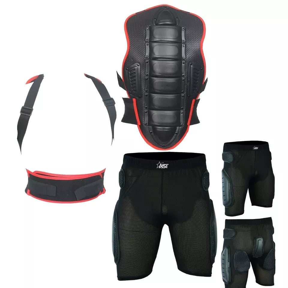 Adult Back Plate Armor Suit Jacket with Shorts Spine Protection, Motocross Guard In Red Color
