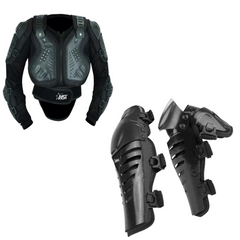 Adult Full Body Scorpion Armor Protective Suit Jacket with Black Kneepads Spine Protection, Motocross Guard In Black